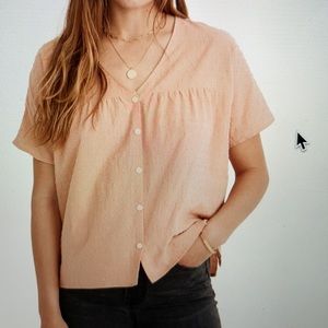 Née Madewell Swiss Dot V neck Blouse flouncy top